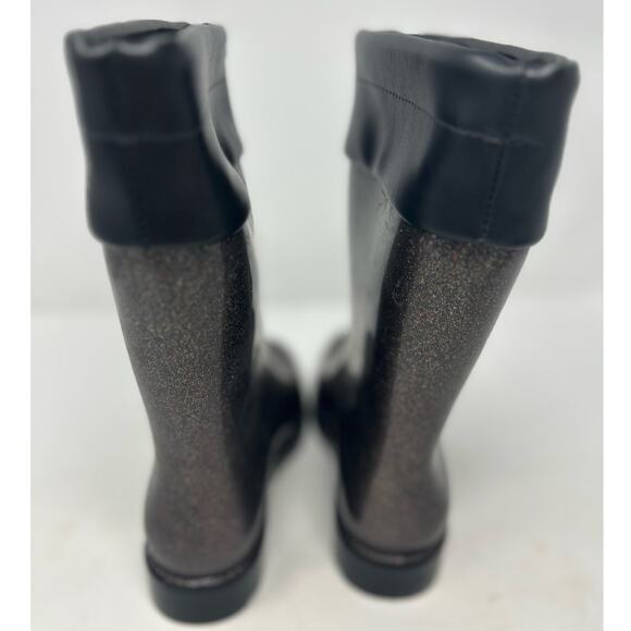 Mel Dreamed by Melissa Girl's Black Glitter Rain Boot Ruffle Me This‎ Size 3 - Picture 2 of 9